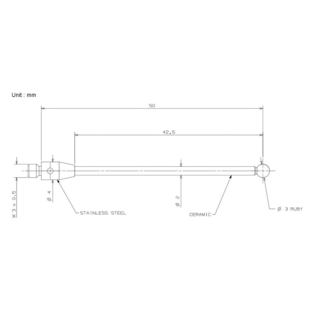 Измерительный керамический щуп A-5003-0067 M3 L50mm ø3мм