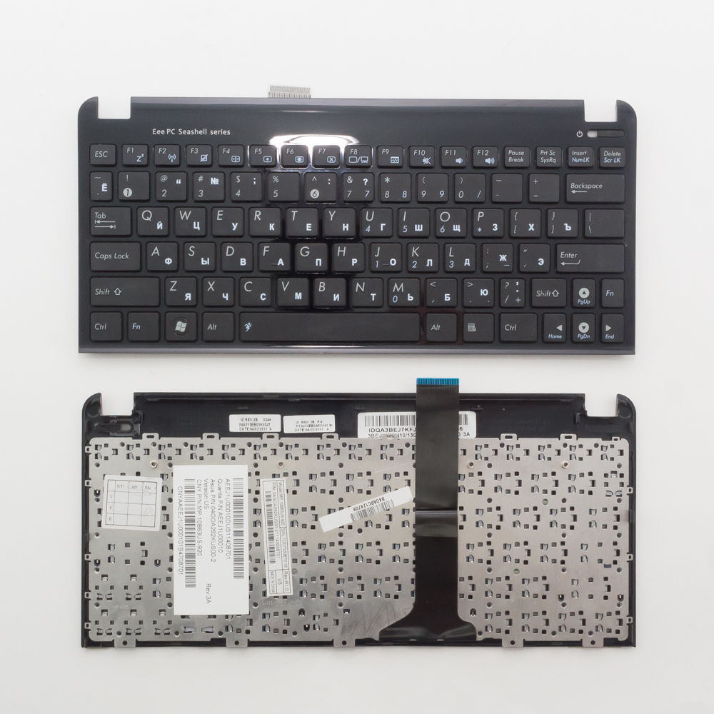 Клавиатура для ноутбука Asus Eee PC 1011CX с черным топкейсом (версия 1)