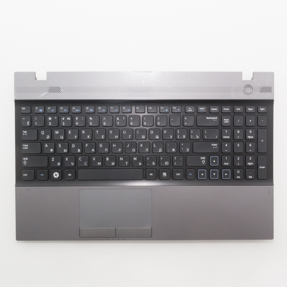 Клавиатура для ноутбука Samsung NP300V5A черная с черно-серым топкейсом