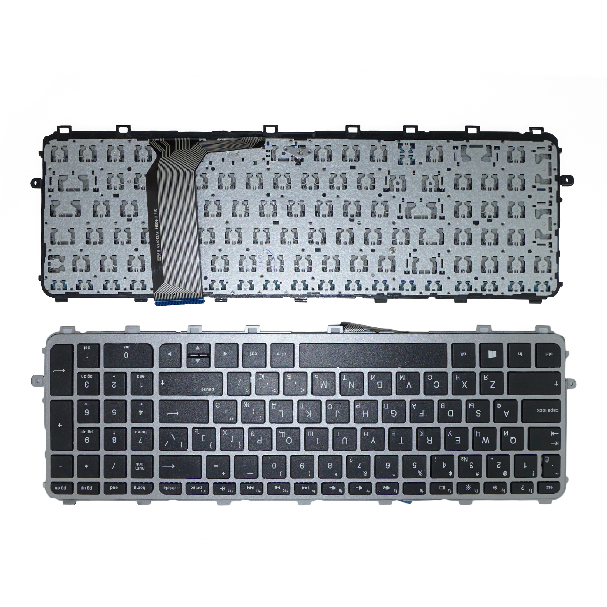 Клавиатура для ноутбука HP Envy 17-J черная с серой рамкой